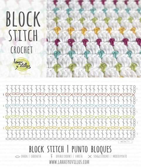 the block stitch crochet pattern is shown