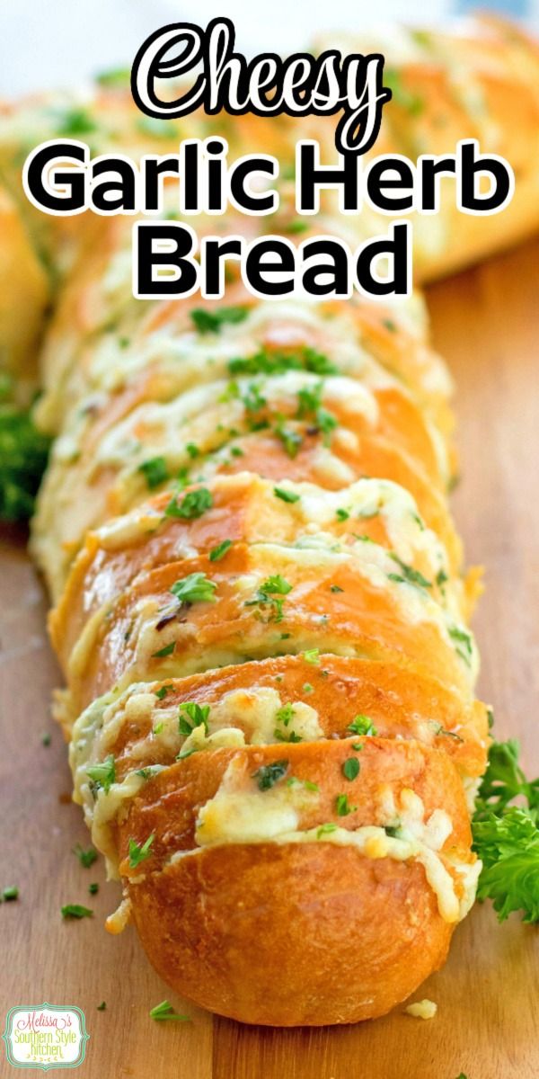 Cheesy Garlic and Herb Bread Garlic Herb Bread Recipe, Garlic And Herb Bread, Garlic Herb Bread, Cheesy Bread Recipe, Cheesy Garlic Bread Recipe, Cheese Bread Recipe, Homemade Garlic Bread, Loaves Of Bread, French Bread Recipe