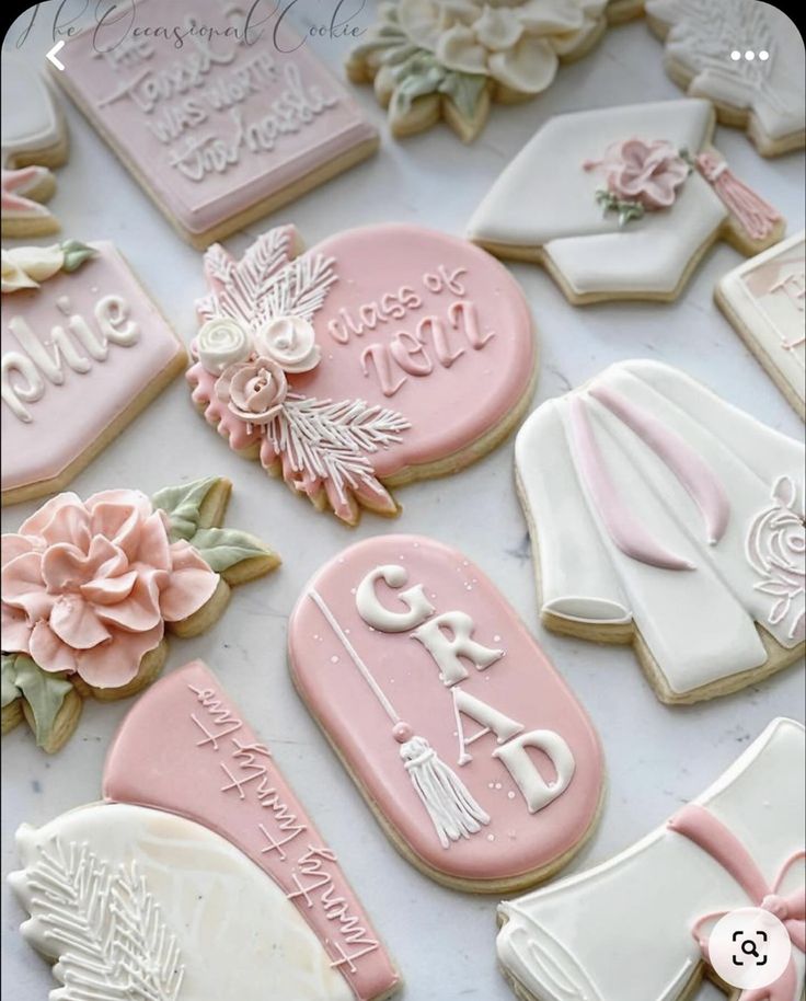 some decorated cookies are on a table