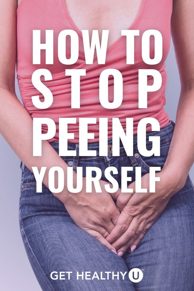 a woman holding her stomach with the words how to stop peeing yourself