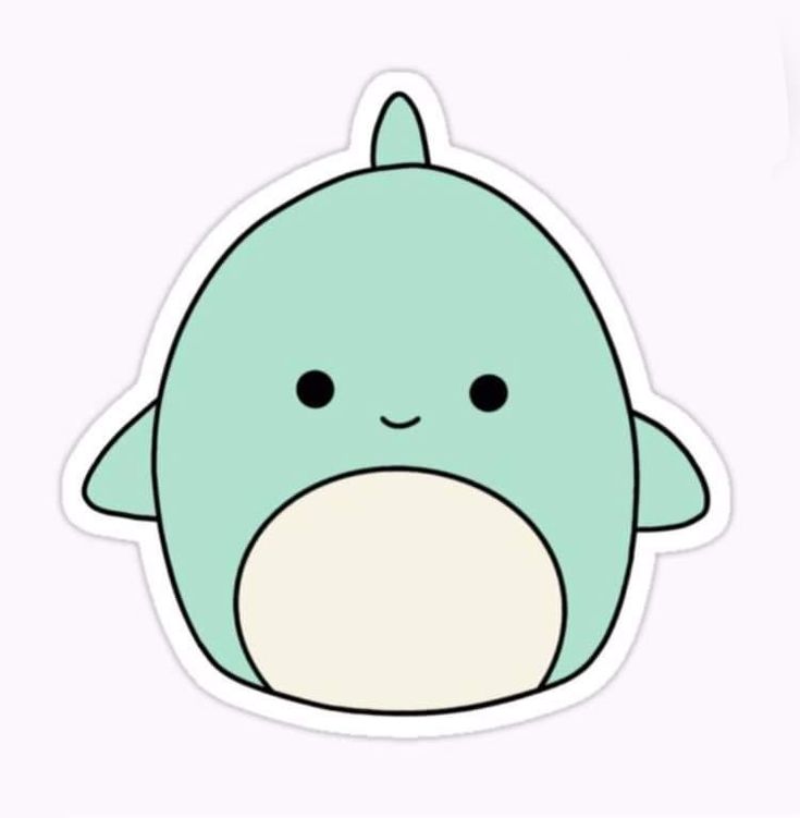 a sticker with an image of a cartoon character in the shape of a whale