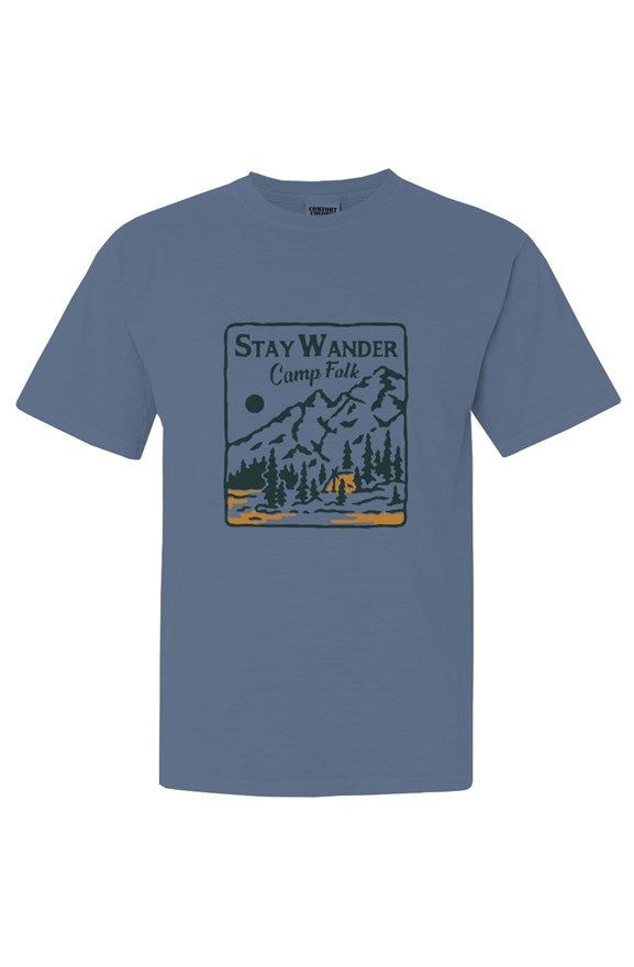 Camp Folk - Unisex T-Shirt Cotton Crew Neck T-shirt For Outdoor Activities, Blue Short Sleeve T-shirt For Outdoor, Outdoor Cotton T-shirt With Front Print, Blue T-shirt With Letter Print For Outdoor, Blue Graphic Tee For Outdoor Activities, Blue Outdoor Tops With Screen Print, Blue Relaxed Fit T-shirt For Outdoor Activities, Blue Tops With Screen Print For Outdoor Activities, Blue Screen Print Tops For Outdoor Activities