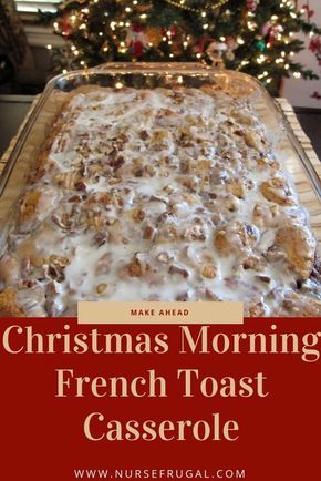 christmas morning french toast casserole with white icing