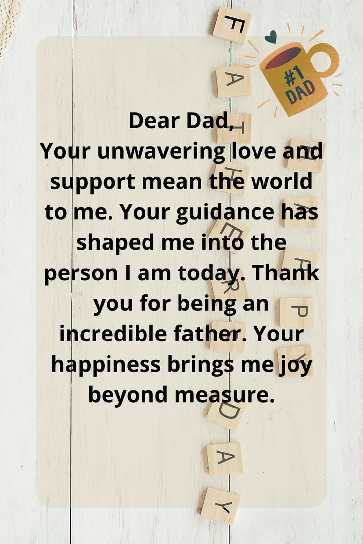 a card with the words dear dad on it