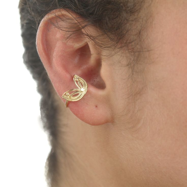 "Unique Conch Earring, Made of 14k Solid Yellow/Rose Gold, Tribal Indian Ethnic Style, 16g, Handmade Piercing Jewelry. Ear piercing combines perfectly your personal touch with an expression of style & fashion. This ring is made of high-quality 14k solid yellow or rose gold, lead-free & nickel-free. Spice up your jewelry collection with this awesome earring and add some edge and whimsical touch to your look and feel. Product Details: * One hoop. * Made from 14K solid yellow/rose gold for your sel 14k Gold Ear Cuff For Wedding, Gold Plated Ear Cuff For Wedding, Adjustable Pierced Yellow Gold Ear Cuff, 14k Gold Pierced Ear Cuff Fine Jewelry, Fine Jewelry Gold Ear Cuff For Weddings, Gold Fine Jewelry Ear Cuff For Wedding, Pierced Gold Ear Cuff In Sterling Silver, Gold 14k Ear Cuff For Pierced Ears, Gold Pierced Ear Cuff In Sterling Silver