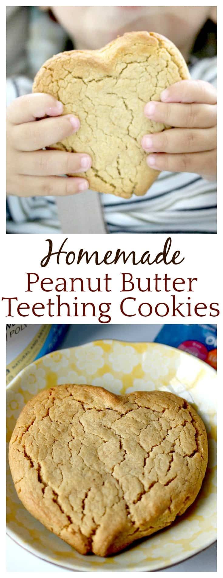 homemade peanut butter teething cookies are the perfect treat for valentine's day or mother's day