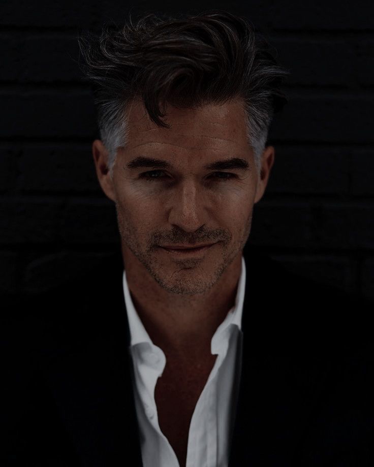 Eric Rutherford smirking; bad boy smirking Mafia Face Claim Male, Silver Fox Aesthetic Man, Russian Men Mafia, Masc Faceclaims, Romance Boyfriend, Eric Rutherford, Black To Blonde Hair, Men With Grey Hair, Gentleman Aesthetic