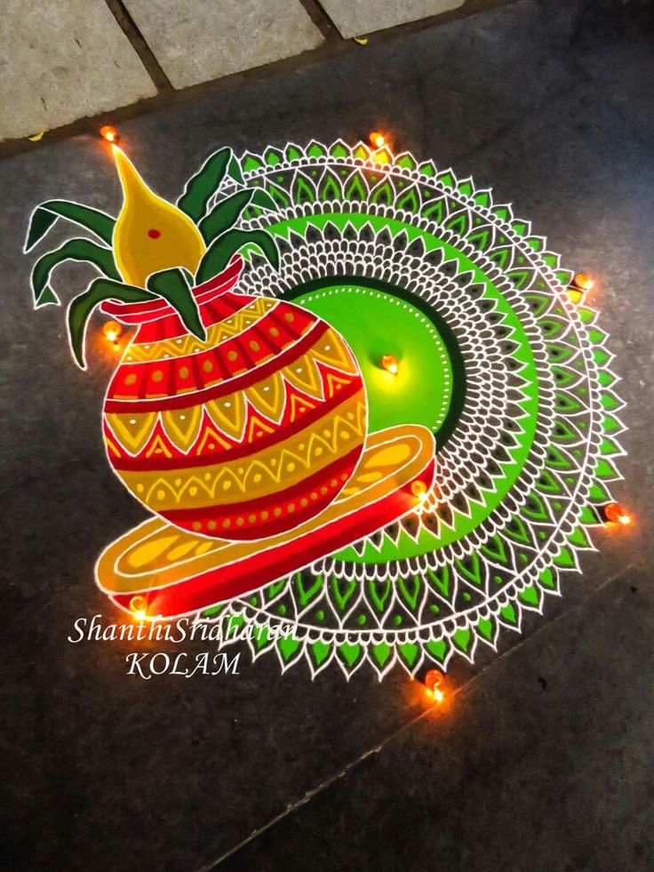 an image of a pot with lights on the ground for diwali festival in india