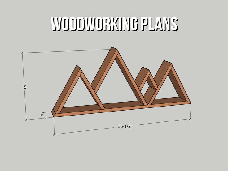 the woodworking plans for a shelf with three triangulars on each side and two triangles on