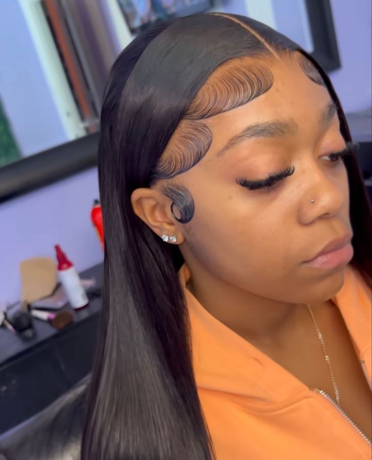 Middle Part Edges, Frontal Styles, Candied Grapes, Baddie Hair, Straightening Natural Hair, Frontal Wig Hairstyles, Wig Ideas, Big Mama, Wig Install