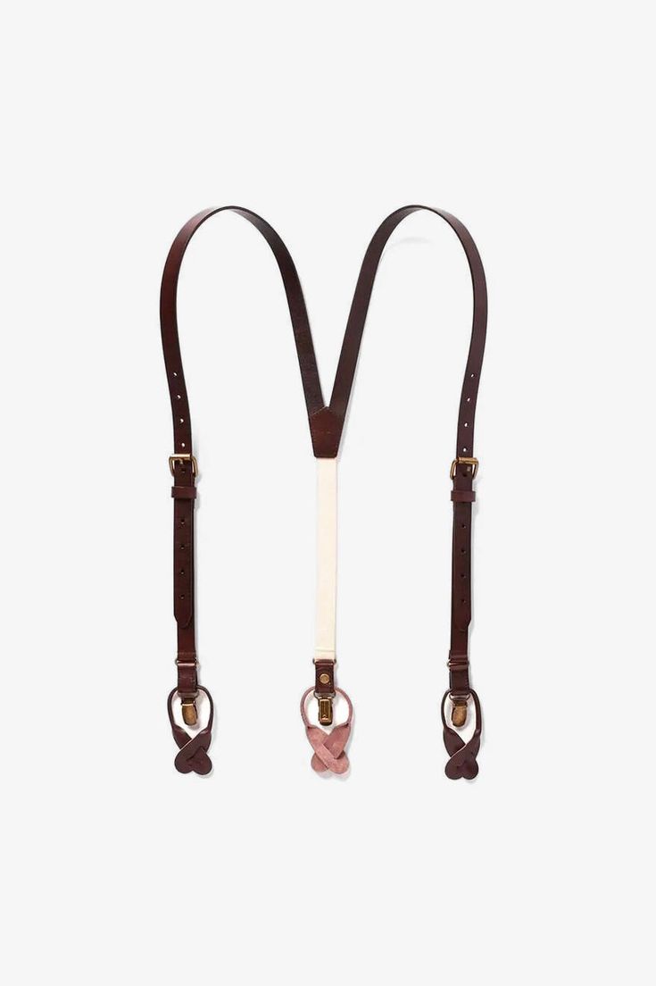 With their chestnut-brown leather and brassy weathered hardware, these suspenders will lend your guys a rustic air. They have an elastic back strap for maximum comfort. One size fits all, so you dont even have to worry about getting measurements for your bridesdudes or groomsmen. Orders for these suspenders are fulfilled by our friends at SuitShop. Brown Leather Belts And Suspenders With Brass Hardware, Brown Leather Strap Belts And Suspenders, Brown Leather Belts And Suspenders For Everyday, Everyday Brown Leather Belts And Suspenders, Adjustable Brown Leather Belts And Suspenders, Adjustable Brown Belts And Suspenders For Everyday Use, Vintage Belts And Suspenders With Adjustable Straps, Vintage Adjustable Belts And Suspenders For Everyday Use, Vintage Brown Belts And Suspenders With Adjustable Strap