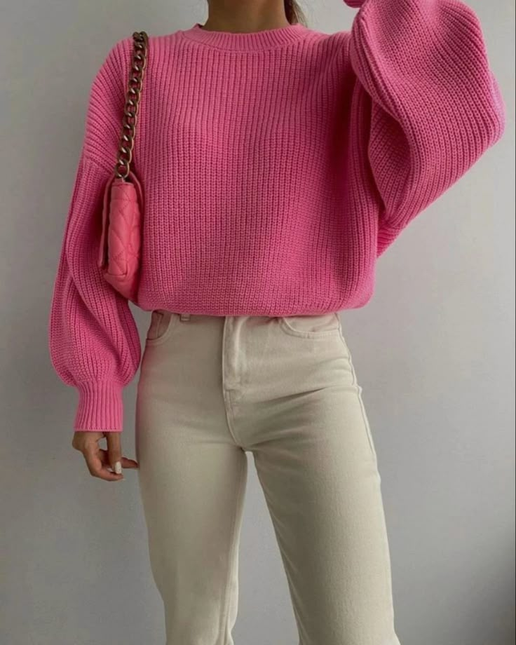 Barbie Core, Pullover Outfit, Chique Outfits, Pink Outfits, Autumn Outfit, Colourful Outfits, Looks Vintage, Winter Fashion Outfits, Outfits Casuales