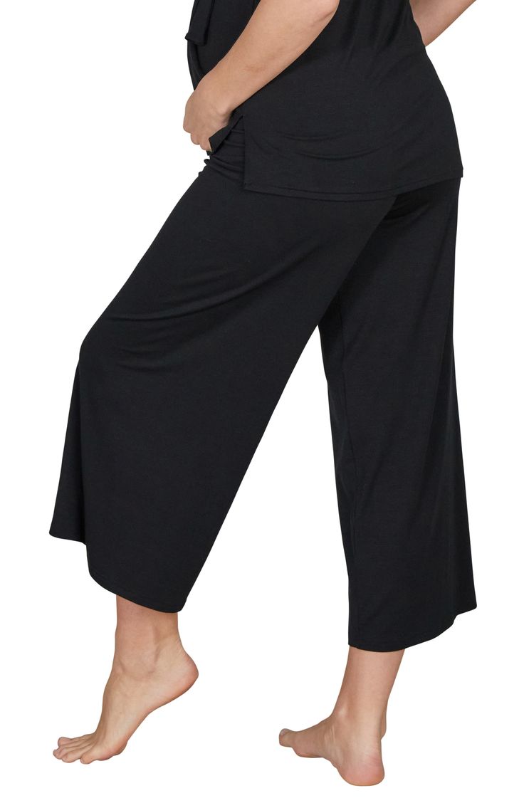 A high wide waistband supports your bump and postpartum figure in these supersoft ankle pants finished with breezy legs. 96% lyocell, 4% elastane Machine wash, dry flat Imported High Waist Yoga Pants With 4-way Stretch For Spring, Versatile Stretch Cropped Leg Pants, Versatile Wide Leg Elastane Pants For Loungewear, Versatile Yoga Pants With Elastic Waistband For Workwear, Versatile Elastane Yoga Pants For Work, Versatile Cropped Leg Loungewear Bottoms, Loungewear Pants With Wide Waistband And Comfort Stretch, Comfort Stretch Pants With Wide Waistband For Loungewear, Chic Relaxed Fit Yoga Pants For Loungewear