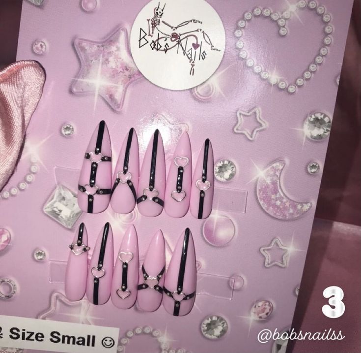 Pastel Goth Nail Art, Corset Nails, Mickey Nails, Nyc Nails, Nail Place, Edgy Nails, Goth Nails, Nails Aesthetic, Bling Acrylic Nails