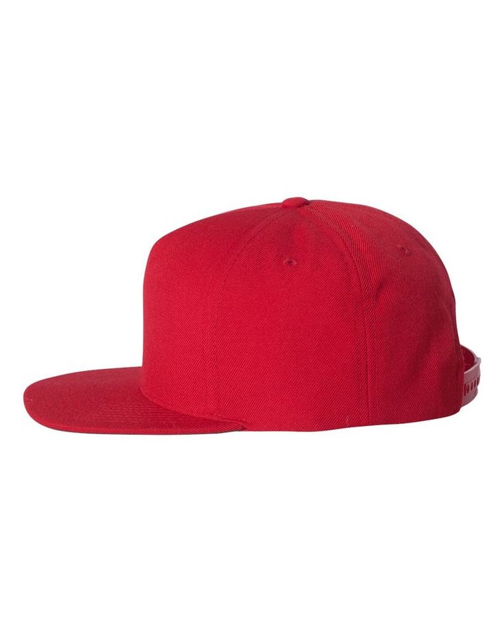 Add a pop of style to your everyday outfit with this Five Panel Wool Blend Snapback Cap by Yupoong. Made from a premium wool blend composed of 80% acrylic and 20% wool, this structured, high-profile, five-panel hat comes in a classic shape that is versatile enough for everyday wear. Additional features you’ll surely enjoy include a 3 3/4" crown, a flat bill, green undervisor, hard buckram, snapback closure, as well as front panel space for embroidery. This model comes in six bright colours, some Adjustable Flat Bill Fitted Hat For Winter, Casual Fitted Hat With Flat Bill For Winter, Casual Winter Fitted Hat With Flat Bill, Casual Winter Snapback Hat With Flat Bill, Casual Winter Snapback Hat With Flat Brim, Winter Cotton Snapback Hat With Curved Brim, Classic Solid Snapback Hat, Winter Cotton Snapback Hat With Flat Brim, Winter Adjustable Snapback Fitted Hat