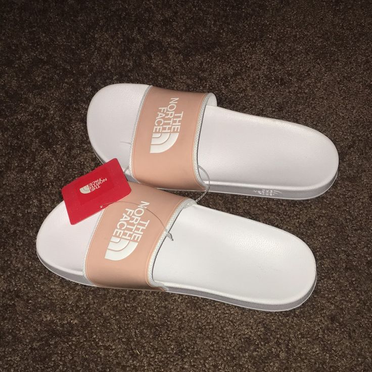 Women Brand New With Tag Size 11 Comfortable White Slides With Flat Heel, White Casual Slides With Flat Heel, Comfortable White Flat Heel Slides, Comfortable White Low-top Sandals, The North Face Shoes, North Face Shoes, Pink Slippers, Women Brands, North Face