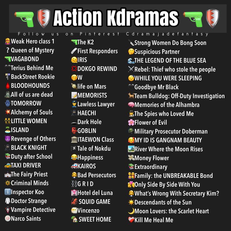 the action kdramas list is shown in black