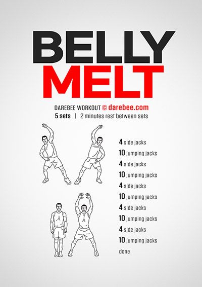 the belly melt workout poster shows how to do it in 5 minutes or less, with instructions