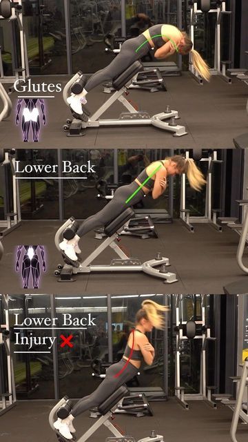 a woman doing an exercise on a bench with the words lower back injury and lower back injury