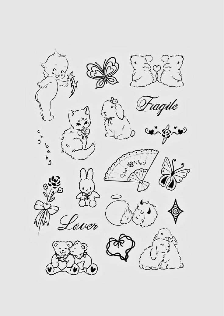 a sheet of stickers with different types of animals and flowers on the back of it