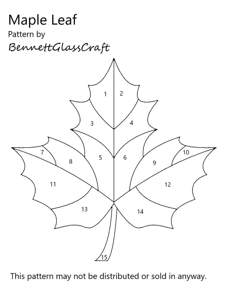 the maple leaf pattern is shown in black and white, with numbers on each side