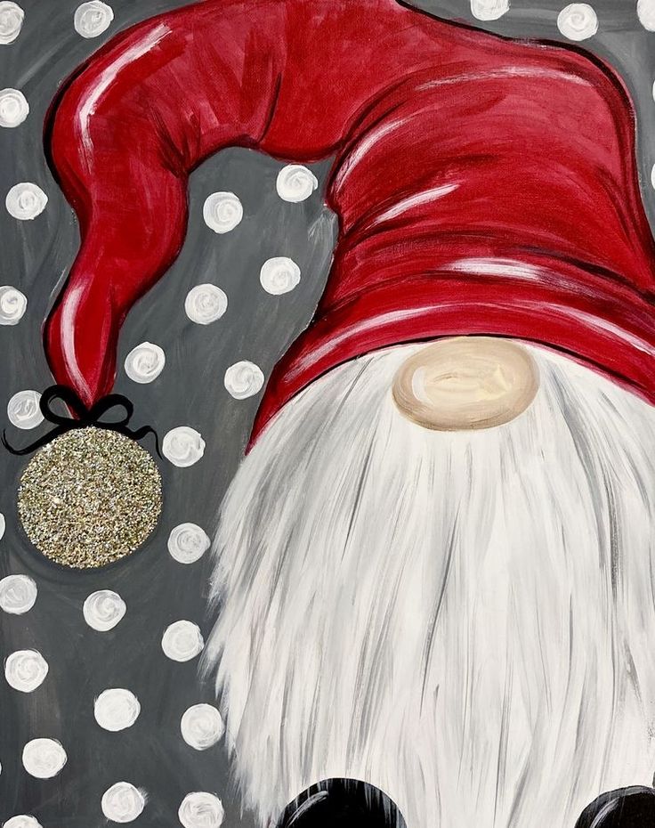 a painting of a santa clause with polka dots