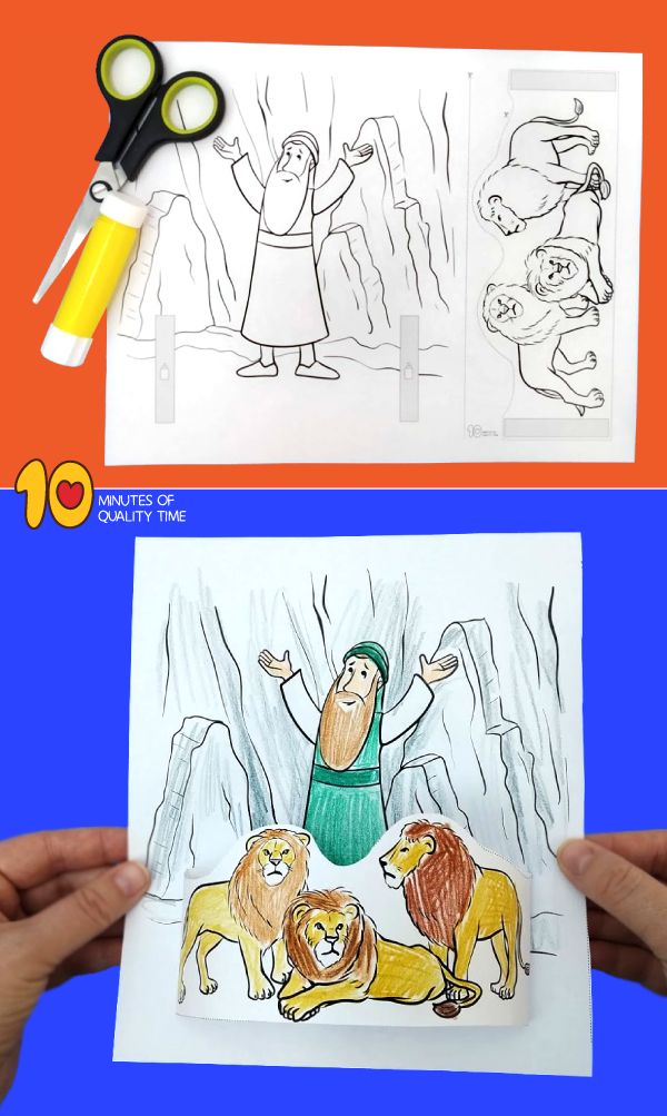 two children's drawings are shown with scissors