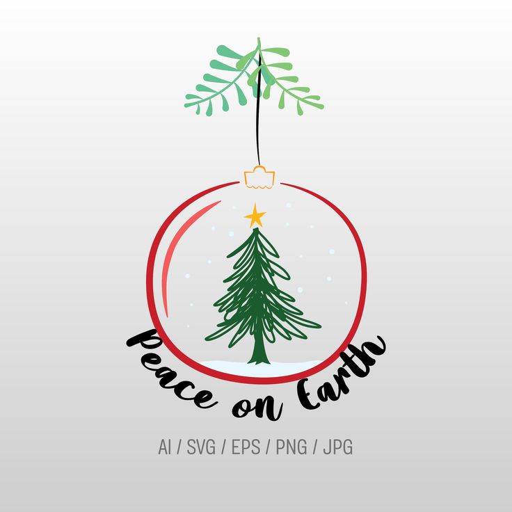 a christmas ornament with a tree on it and the words peace on earth