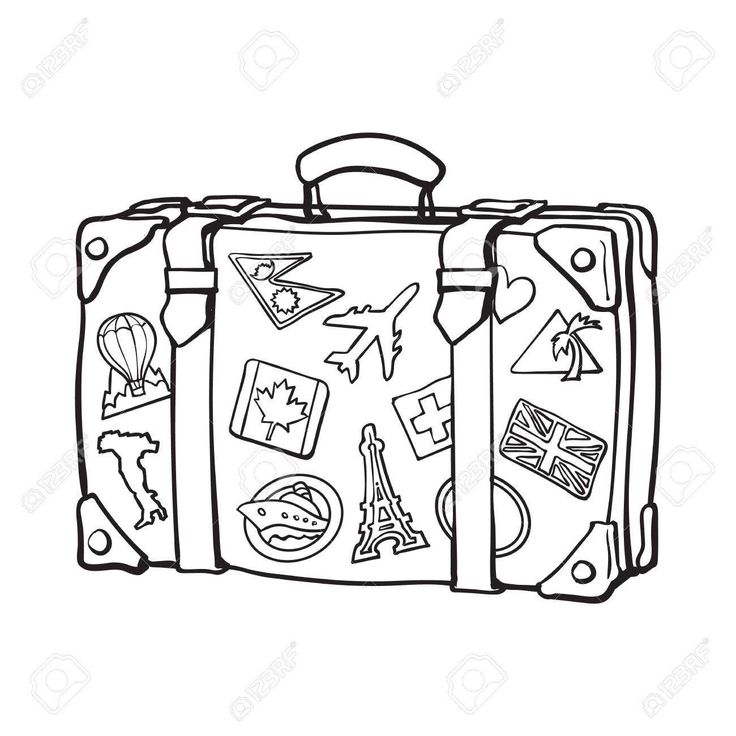 an illustration of a suitcase with different travel icons on it stock photo and royalty images