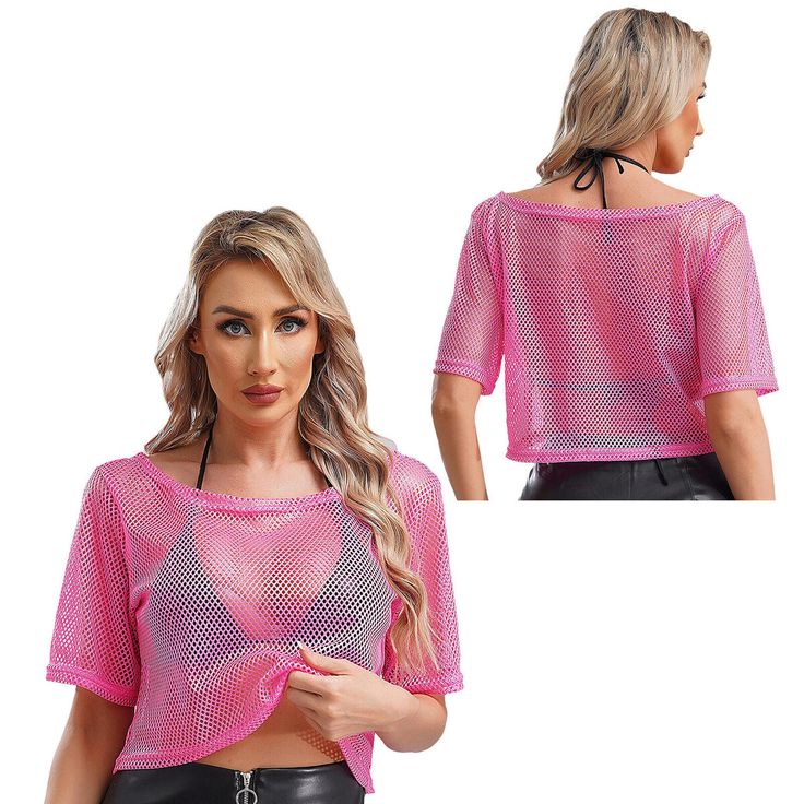 Womens Mesh Fishnet Tank Crop Tops Net See Through Club Short Sleeve T-Shirts | eBay Trendy Mesh Short Sleeve Tops, Trendy Short Sleeve Mesh Top, Summer Mesh T-shirt With Short Sleeves, Casual Mesh T-shirt For Summer, Mesh Short Sleeve Tops For Summer, Trendy Mesh T-shirt For Summer, Summer Party Fishnet Tops, Casual Mesh Fishnet Top, Summer Mesh Top With Crew Neck