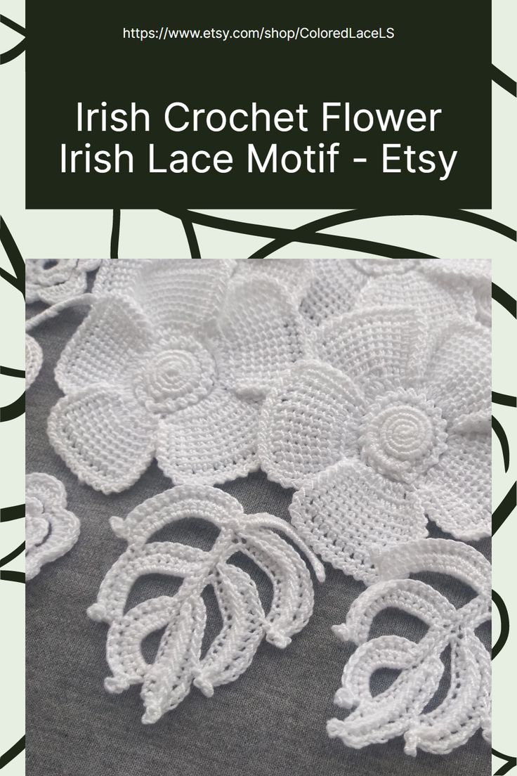 crochet flower irish lace motif - etsy pattern by mary murphy's crochet