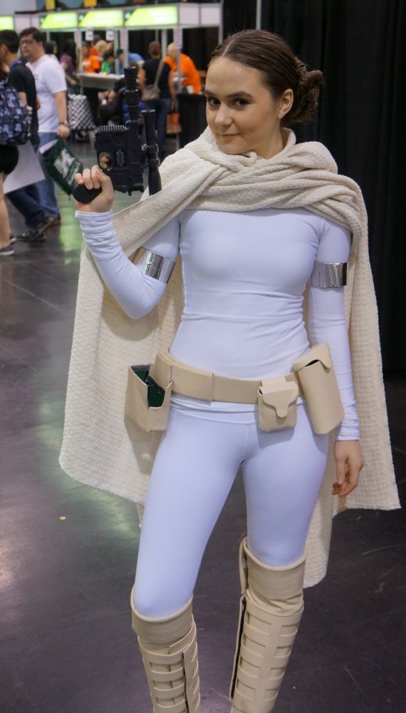 a woman dressed up as star wars character