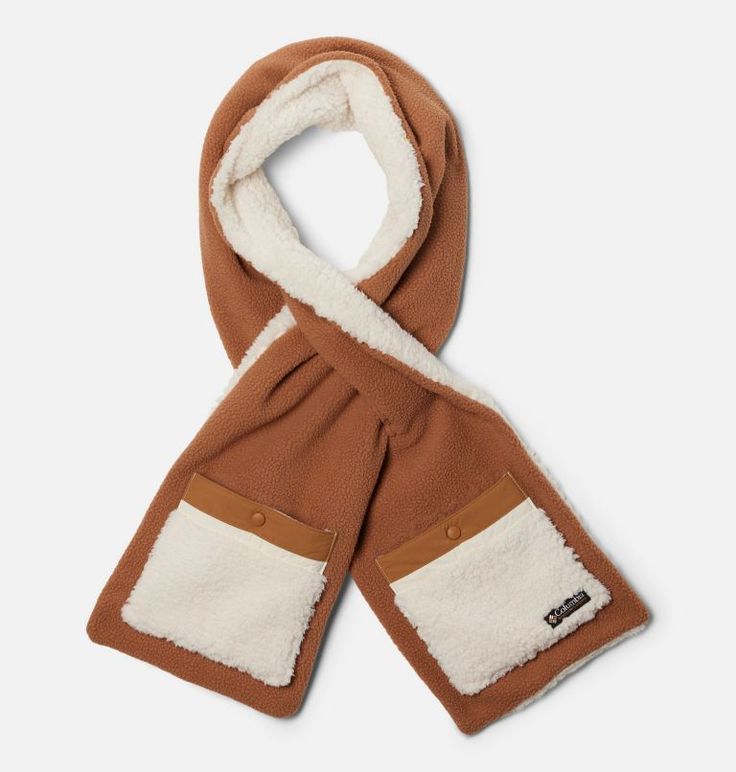 A dual-sided Sherpa scarf with roomy hand-pockets on both ends. Columbia Sportswear, Double Face, Scarfs, Scarf Wrap, Women's Accessories, Columbia, Scarf Accessory, Camel, Fashion Accessories