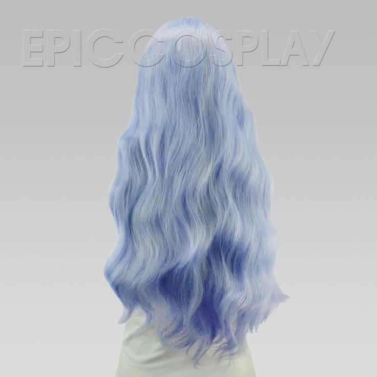 Ice Blue Wavy Lolita Wig Iris is a beautiful 30" long Ice Blue wavy lolita wig perfect for creating a wide variety of styles. While this wig is suited for lolita, it's also great for things such as cosplay, costuming, or even casual daily wear. Straight bangs reaching eyebrow make wearing this wig hassle free, while simultaneously offering enough length for trimming and styling. This Ice Blue wavy lolita wig comes pre-styled with loose, flowing curls and our tangle-resistant fiber makes maintena Blue Wigs, Hair Inspired, Light Blue Hair, White Mermaid, Straight Bangs, Full Hair, Bouncy Curls, Dye My Hair, Mermaid Hair