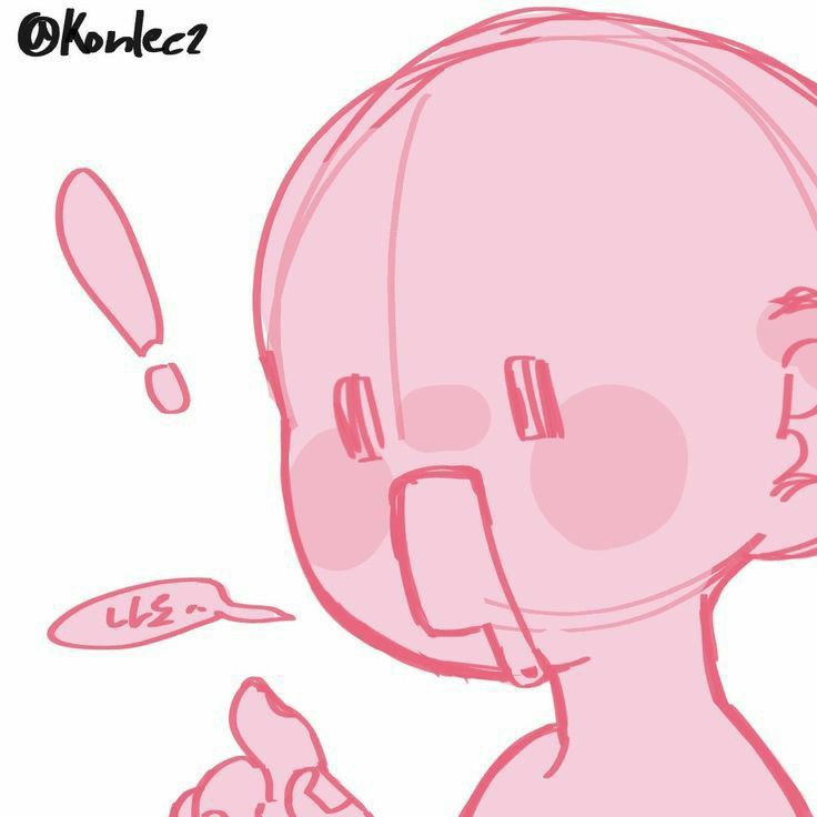 a drawing of a person with pink hair and an object in the background that looks like a human head