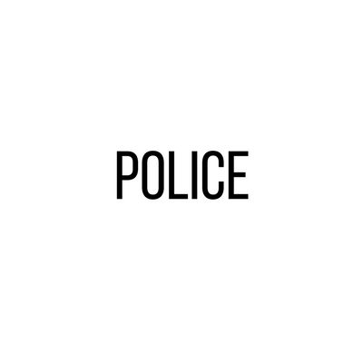 the word police written in black on a white background