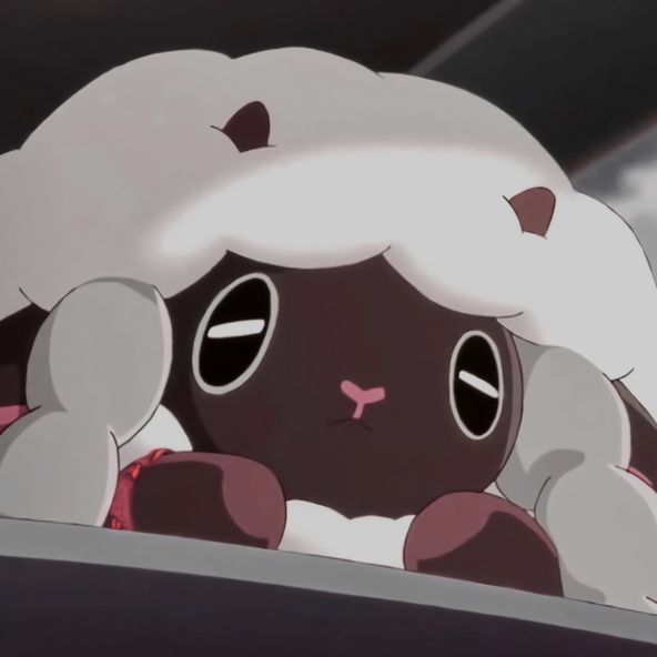 a cartoon sheep is sitting in the back of a car with its head on his hands