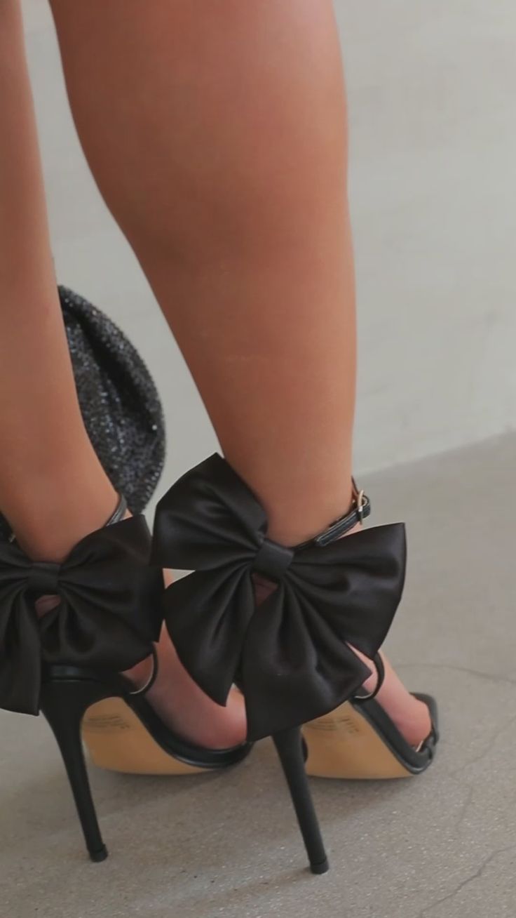 Miss Lola | Pauline Black High Heels with Bow Detailing Pink And Black Heels, Pauline Black, Black Bow Heels, Bow High Heels, Shoe Model, Miss Lola, Platform Heels Boots, 27th Birthday, Thigh High Boots Heels