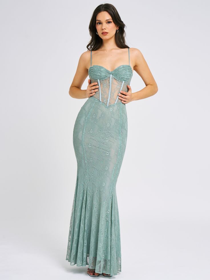 Behold the Janelle dress, a mesmerizing mermaid maxi seamlessly blending timeless elegance with modern charm. With a sweetheart neckline and adjustable straps, it guarantees a flawless fit. Crafted from luxurious lace fabric and fully lined for comfort, it showcases a V-shape waistline that beautifully accentuates your silhouette. The mermaid skirt adds a dramatic flair, while the lace-up back detail and invisible zipper ensure a seamless and secure finish. Perfect for formal occasions, this dre Satin Corset Dress, Jumpsuit And Blazer, Mermaid Skirt, Satin Gown, Lace Maxi, Lace Maxi Dress, Blazer Dress, Dress Romper, Corset Dress