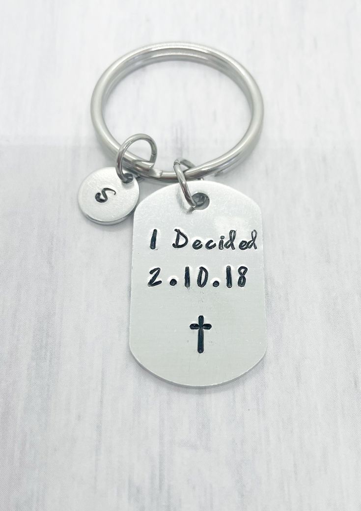 "Stamped with \"I Decided\". It is a unique, meaningful and personalized baptism gift for adults and teens who decide to be baptized along with the date of baptism and a cross stamp. Please leave date in \"note to seller\" box at checkout. The date will be only stamped in format \"6.18.17\" due to space limited OR \"18.6.17\" due to some counties read in this format. Therefore, please specify your date format, it will help to expedite your order. If no specify, the date will always be stamped in Adult Baptism Gifts, Adult Baptism, Baptism Gifts, Stamped Jewelry, Religious Jewelry, Gifts For Adults, Religious Gifts, I Decided, Hand Stamped