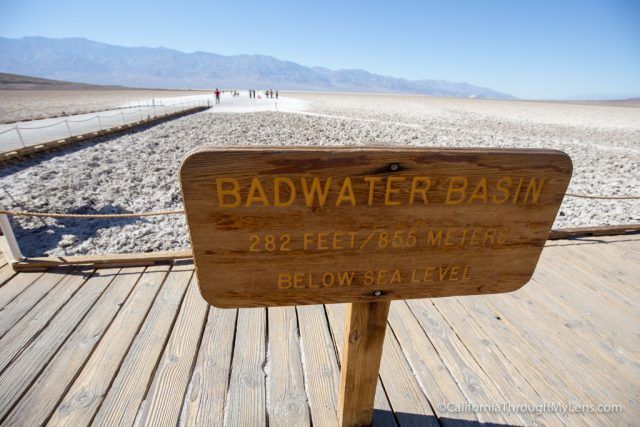 there is a sign on the boardwalk that says badwater basin and below sea level