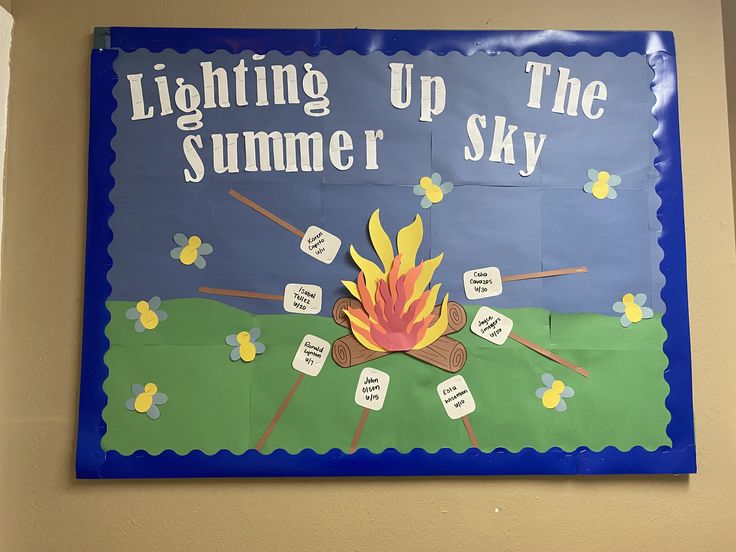 a bulletin board with the words lighting up the summer sky