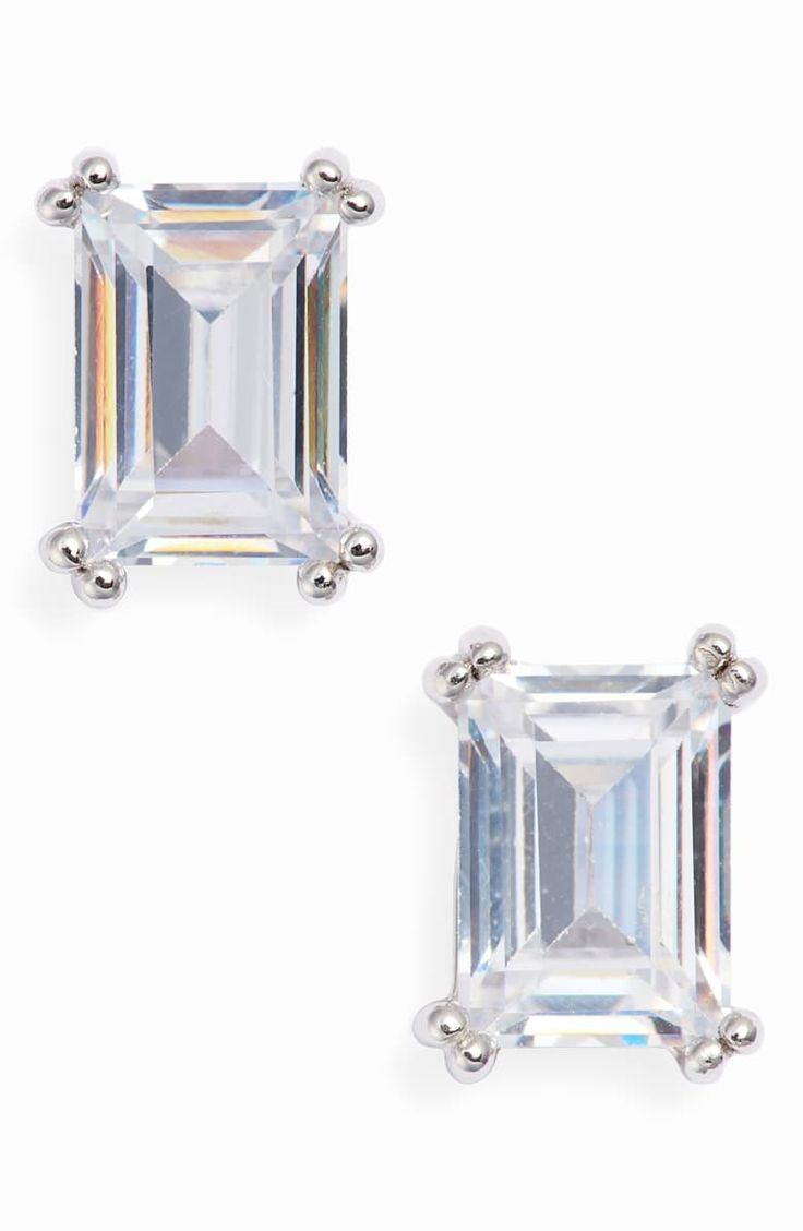 Free shipping and returns on Nordstrom Cubic Zirconia Stud Earrings at Nordstrom.com. Handcrafted, emerald-cut studs feature a sparkling faceted stone secured by a four-prong setting. L Post, Wedding Day Jewelry, Harry Winston, Crystal Stud Earrings, Keep Jewelry, Meghan Markle, Emerald Cut, Prong Setting, Cubic Zirconia