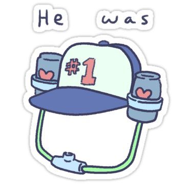 a sticker that says he was 1 on the back of a backpack with two cups