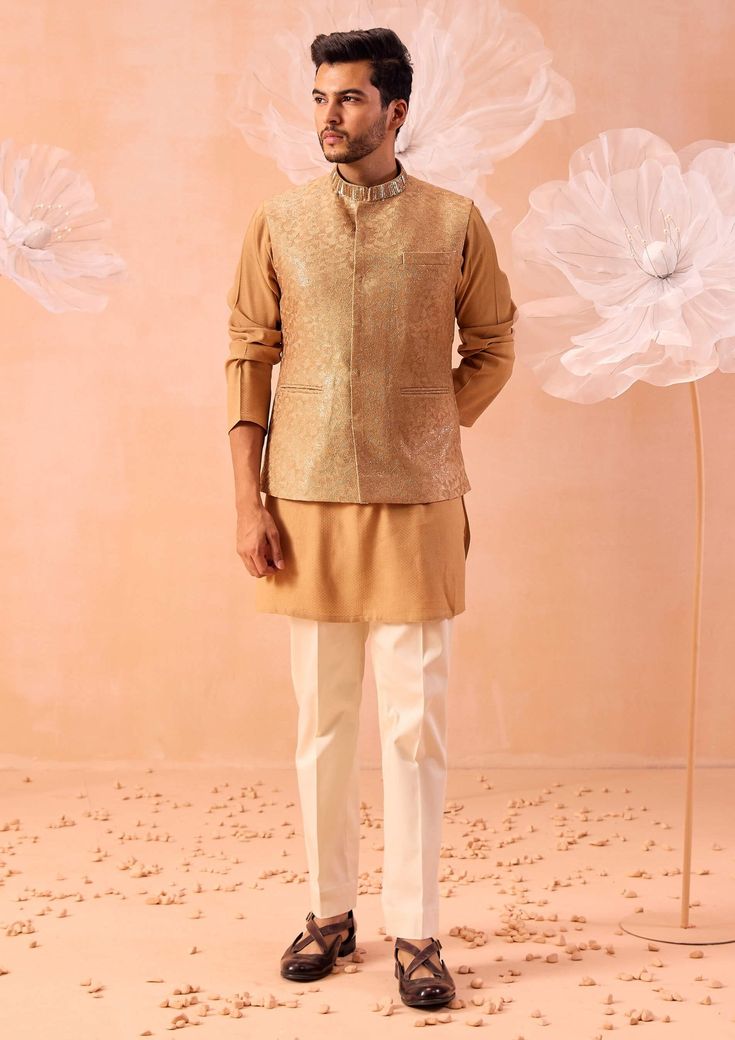 Khwaab Tonal Bundi Jacket And Kurta Set by Contrast By Parth, available on Indiaspopup.com Straight Kurta For Eid Festivities, Straight Kurta Outerwear For Eid, Elegant Cotton Silk Nehru Jacket For Festive Occasions, Elegant Nehru Jacket With Chikankari Embroidery In Cotton Silk, Elegant Cotton Silk Nehru Jacket With Chikankari Embroidery, Festive Kurta With Chikankari Embroidery For Fall, Designer Chikankari Embroidered Kurta For Fall, Chikankari Embroidery Kurta For Festive Occasions In Fall, Elegant Cotton Silk Nehru Jacket