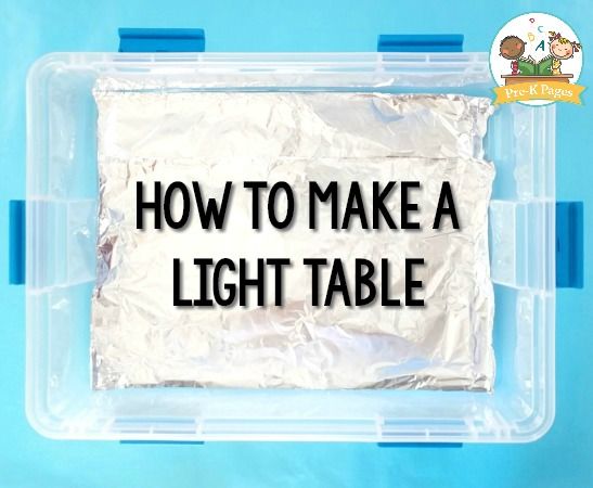 a plastic container filled with aluminum foil and the words how to make a light table