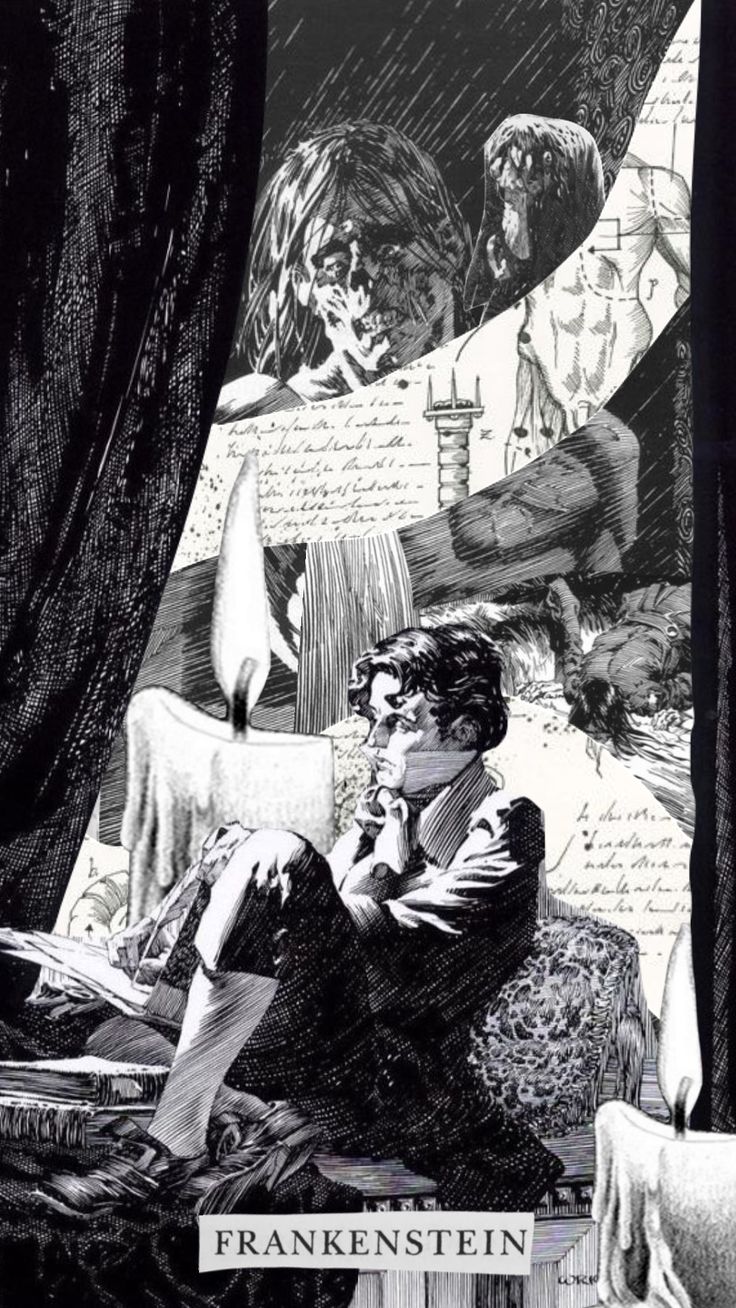 a black and white drawing of a man sitting on a couch in front of a window