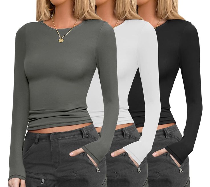 PRICES MAY VARY. Classic & Special Length Design - This long sleeve thermal tops features a boat neck design and a Shorter basic T-shirt length. Its adaptability shines as it effortlessly transitions from a tucked-in inner layer to a stylish crop top when stacked at the waist, making it a must-have piece for those seeking to channel the fall fashion trend. Ultimate Comfort Thermal Tops - The fabric is soft, skin-friendly and smooth to touch. Four-way stretching provides excellent elasticity and Tight Long Sleeve Shirt, Boat Neck Design, Fitted Tops, Stylish Crop Top, Thermal Shirt, Soft Skin, Girls Wardrobe, Womens Long Sleeve Shirts, Basic T Shirt