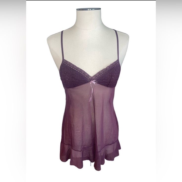 Victoria’s Secret Purple Babydoll Nighty Women’s Size Medium New Without Tags - Tag Fell Off Plastic Piece Still Intact See All Photos Measurements In Photos Victoria's Secret Purple Night Sleepwear, Purple Camisole For Sleepover, Coquette Camisole For Sleepover, Coquette Style Camisole For Sleepovers, Victoria's Secret Purple Sleepwear For Bedtime, Victoria's Secret Coquette Sleepwear, Purple Sheer Sleepwear For Night, Sheer Purple Sleepwear, Fitted Sheer Purple Sleepwear