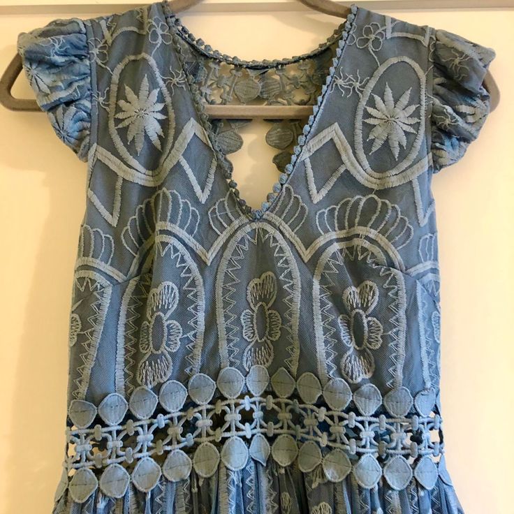 Beautiful And Trendy Sheer Lace Romper Dress! Size Medium But Is Versatile And Fits Small Sizes Too. Never Been Worn! Cage Dress, Lace Romper, Romper Dress, Sheer Lace, New Dress, Colorful Dresses, Color Blue, Rompers, Blue Color